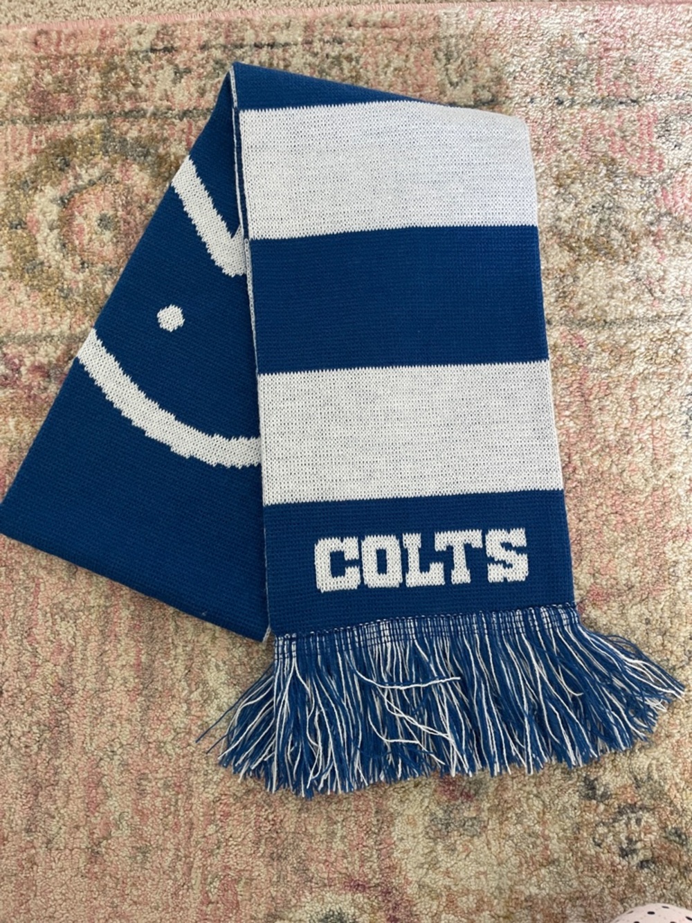 Source Unknown Colts Striped Knit Team Scarf in Blue and White